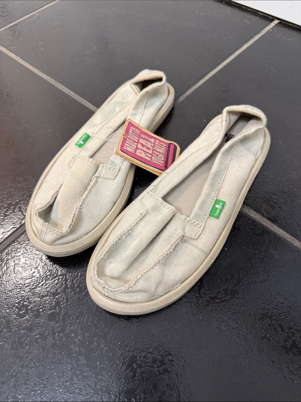Sanuk Canvas Slip-On Shoes in Light Beige - Comfortable Everyday Wear